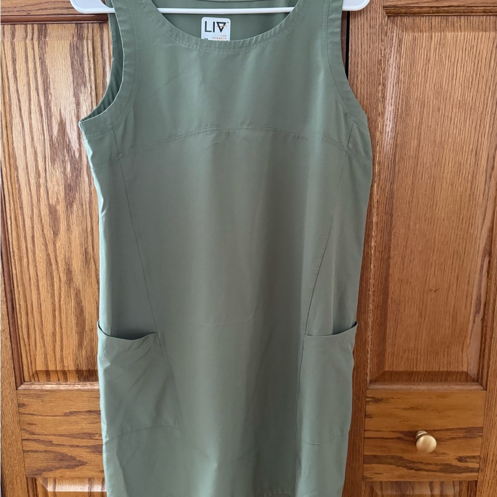 LIV Green Sleeveless Dress with Pockets